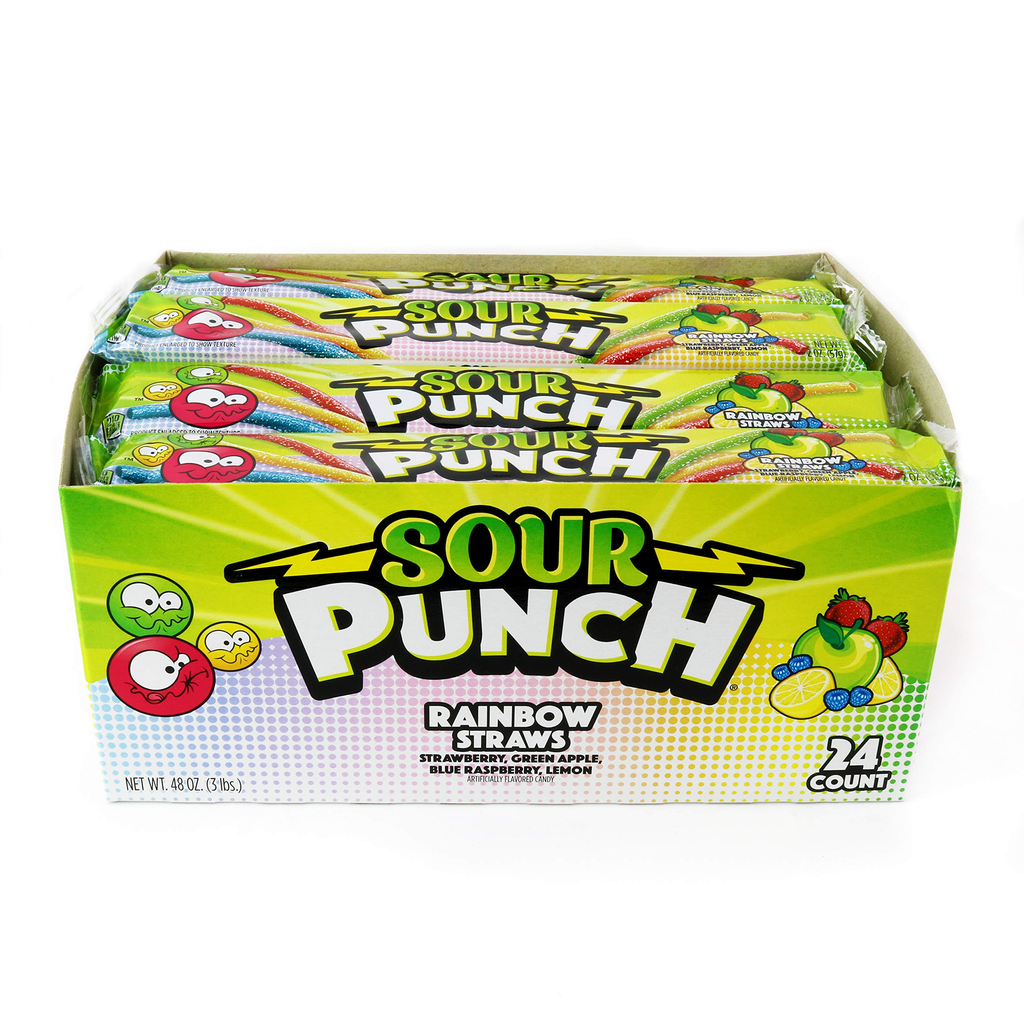 Sour Punch 24pk 2oz Straws Rainbow Box (041364057927) Unit (041364087924)