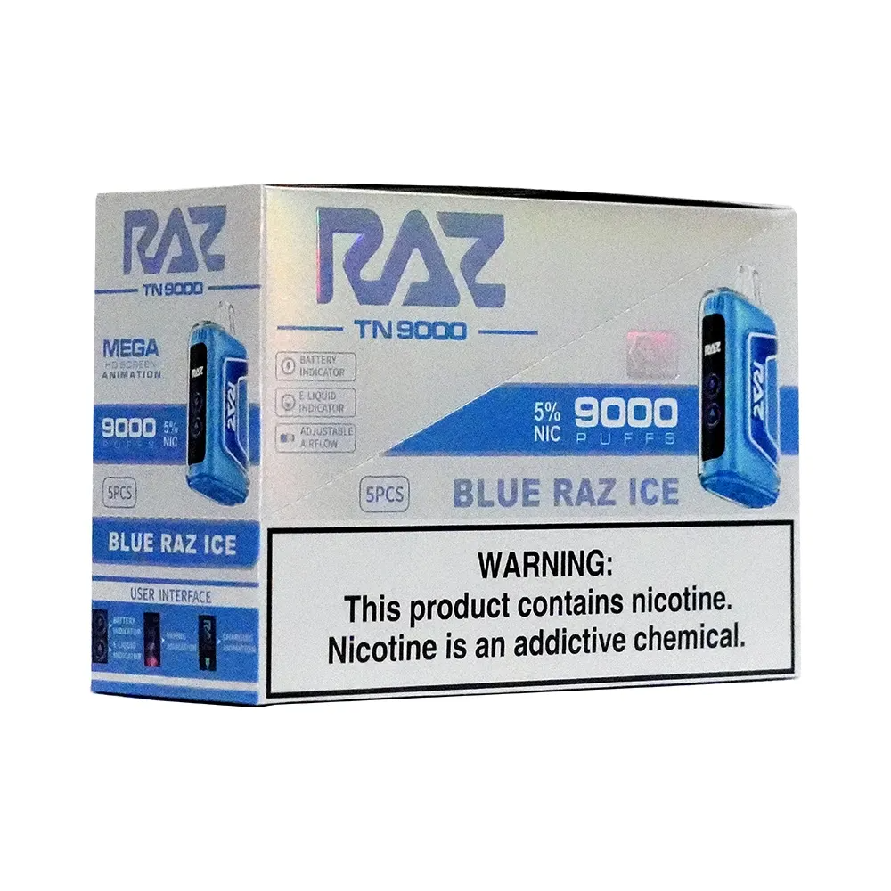 RazTn9000 5pk 5% 9k Blue Raz Ice Box (6975984052991) Unit (6975984052984)