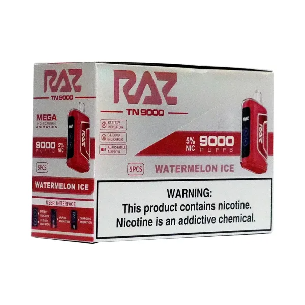 RazTn9000 5pk 5% 9k Watermelon Ice  Box (6975984053134) Unit (6975984053127)