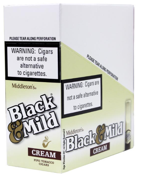 BLACK & MILD CREAM PLASTIC TIP SINGLES/25CT BOX-(070137005421)UNIT (070137100423)