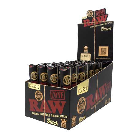 Raw Black Classic Cone King Size 3 Cones Per Pack Box (716165252061)
