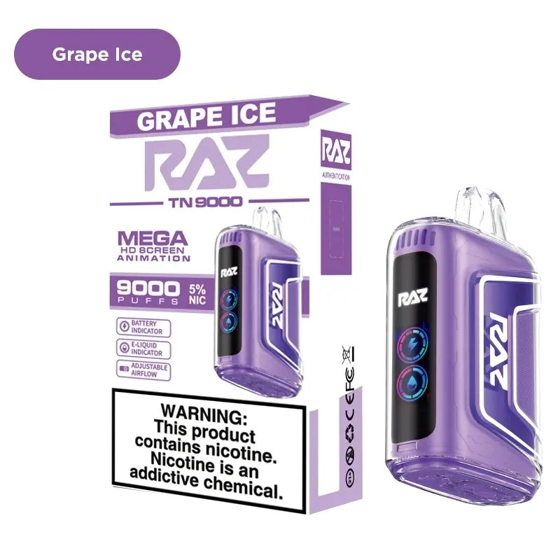RazTn9000 5pk 5% 9k Grape Ice Box (6975984053097) Unit (6975984053080)