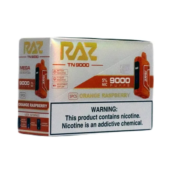 RazTn9000 5pk 5% 9k Orange Raspberry Box (6975984055046) Unit (6975984055039)