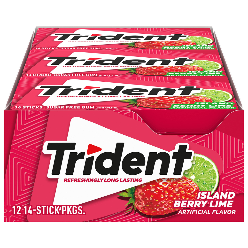 Trident Valu Pac 12pk 14ct Island Berry Lime Box (012546011594) Unit (012546011600)