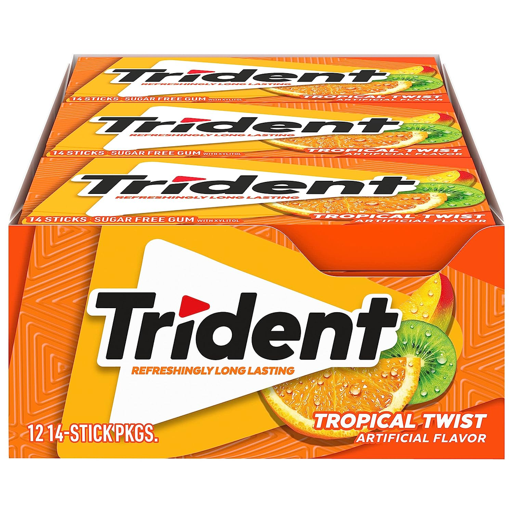 Trident Valu Pac 12pk 14ct Tropical Twist Box (012546011105) Unit (012546011112)