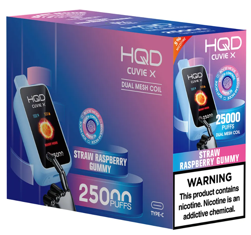 HqdCuvieX 5pk 5% 25k Straw Raspberry Gummy Box (6937105491164) Unit (6937105491171)