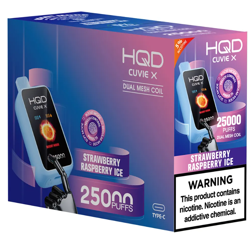 HqdCuvieX 5pk 5% 25k Strawberry Raspberry Ice Box (6937105491157) Unit (6937105491140)