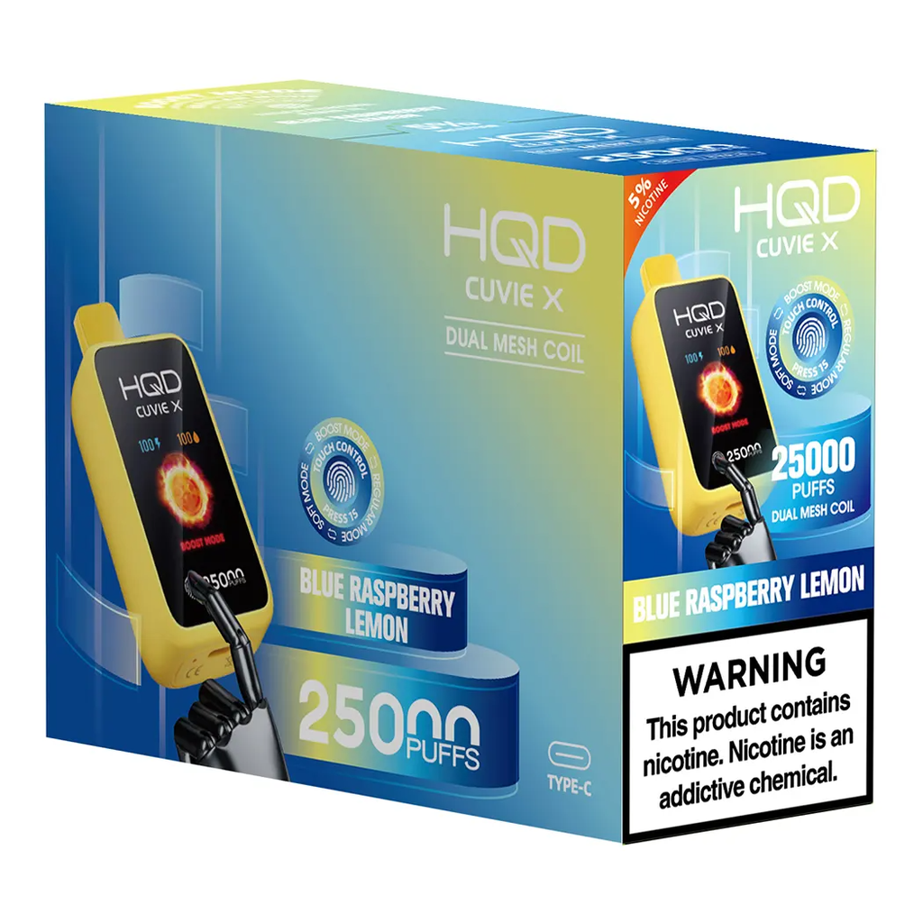 HQD CUVIE X 5% BLUE RASPBERRY LEMON RECHARGEABLE 5PK (25000) BOX-(6937105491034) UNIT-(6937105491027)