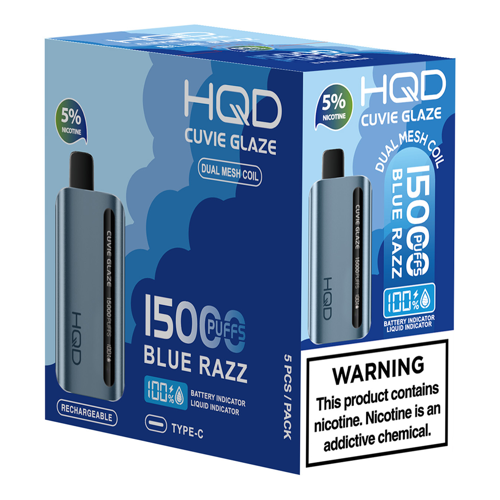 HqdGlaze 5pk 5% 15k Blue Razz Box (6937105473931) Unit (6937105473924)