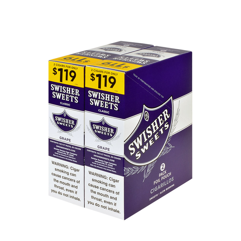 Swisher Sweet 2 For $1.19 Grape Box  (025900287344) Unit (025900227340)