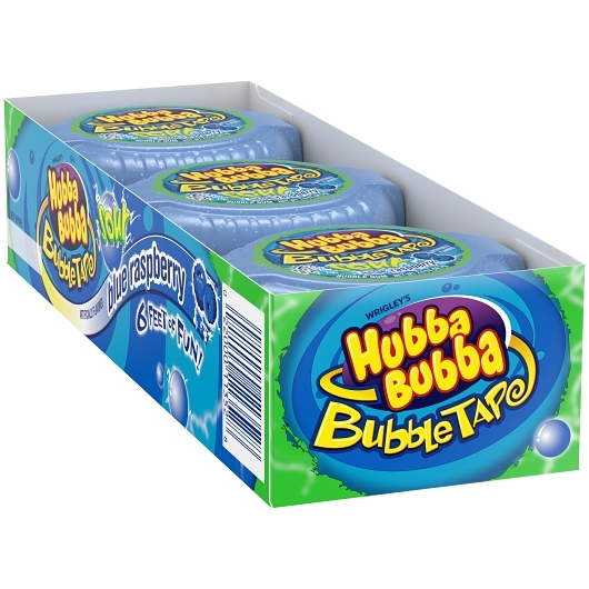 Hubba Bubba 6pk 2oz Bubble Tape Sour Blue Raspberry Box (022000113528) Unit (022000016935) #/N