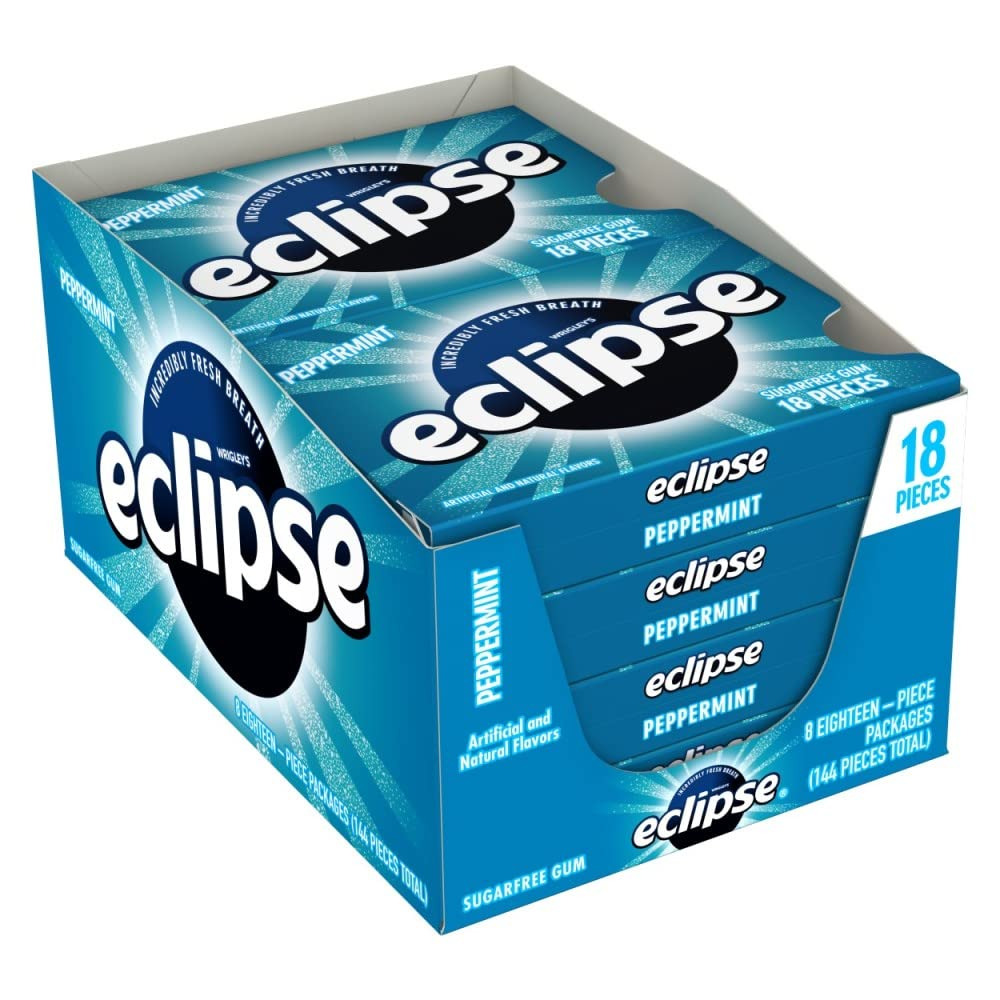 ECLIPSE SUGARFREE GUM PEPPERMINT - 18 PIECES BOX- (022000119445)UNIT (022000013194)
