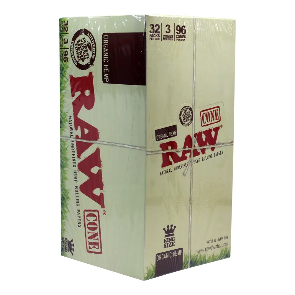 RAW ORGANIC HEMP CONE KING SIZE 32 PACKS PER BOX (716165202110)UNIT (716165202103)