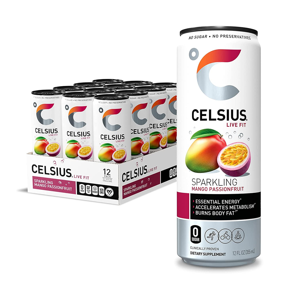 Celsius Sparkling 12pk 12oz Mango Passionfruit Box (889392021295)