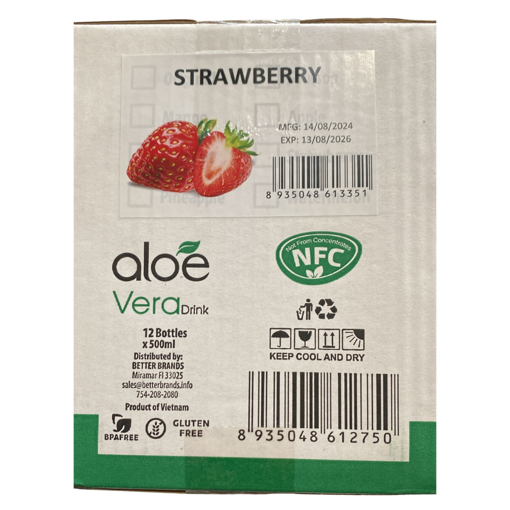 Truelife Aloe Vera 12pk 500ml Strawberry Box (8935048613351)