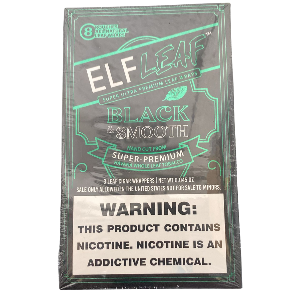 ElfLeaf Cigar Wrappers 3x8 Pack Black & Smooth Box (728633591961)
