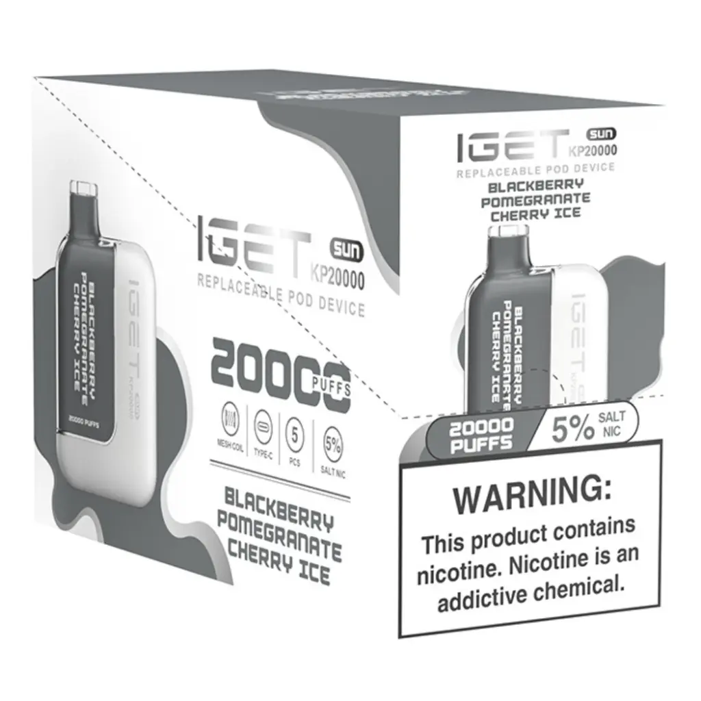 IgetKit 5pk 5% 20k Blackberry Pomegranate Cherry Ice Box (6936927634315) Unit (6936927734117)