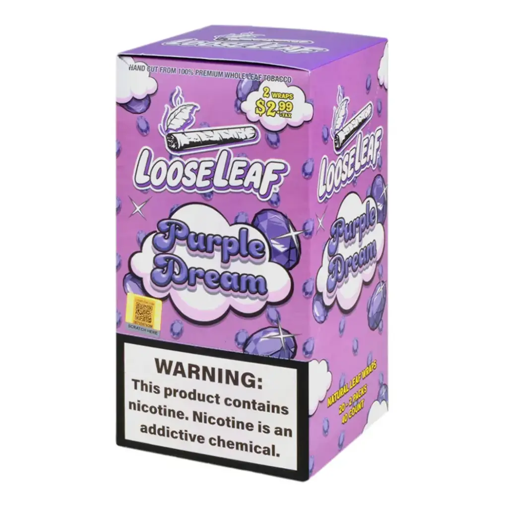 LOOSE LEAF 20-2 PACKS $2.99 (Purple Dream) Box (769577921018) 