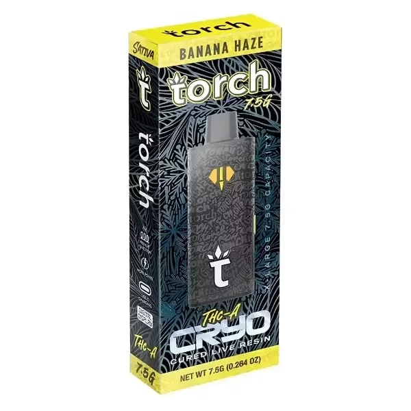 TORCH CRYO - THCA - CURED LIVE RESIN - 7.5G DISPOSABLE - 5CT DISPLAY BANANA HAZE (SATIVA)