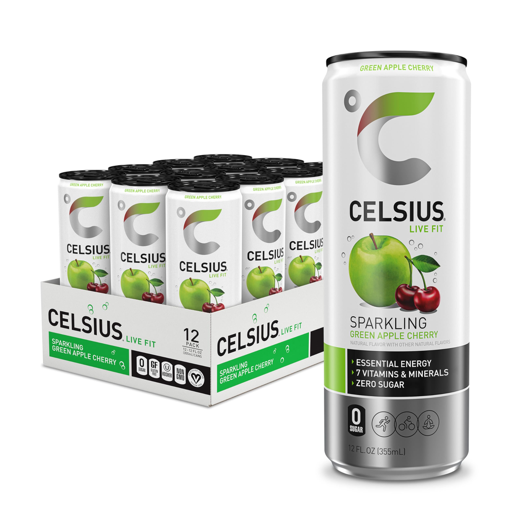 CELSIUS 12OZ SPARKLING 1/12 (GREEN APPLE CHERRY) Box (889392000870)