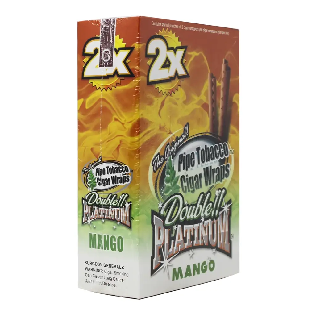 Double Platinum Cigar Wrap 25ct Mango Box (644536227328)