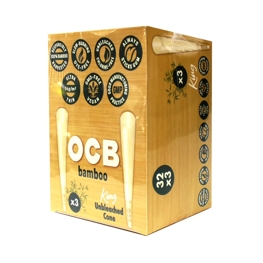 Ocb Cone Bamboo King Size Unbleached 32-3 Packs (077170122450)