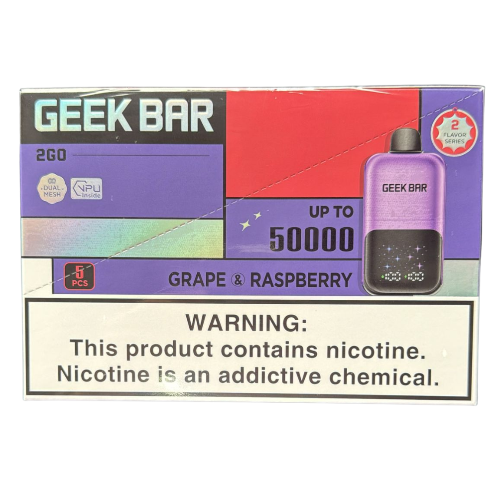 GeekBar2GO 5pk 50k Grape & Raspberry Box (6977863397490)