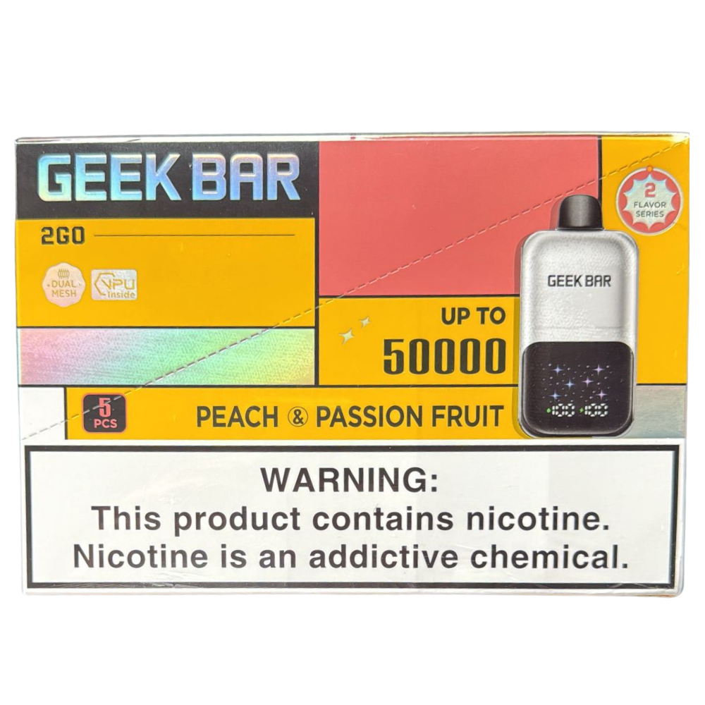 GeekBar2GO 5pk 50k Peach & Passion Fruit Box (6977863397599)