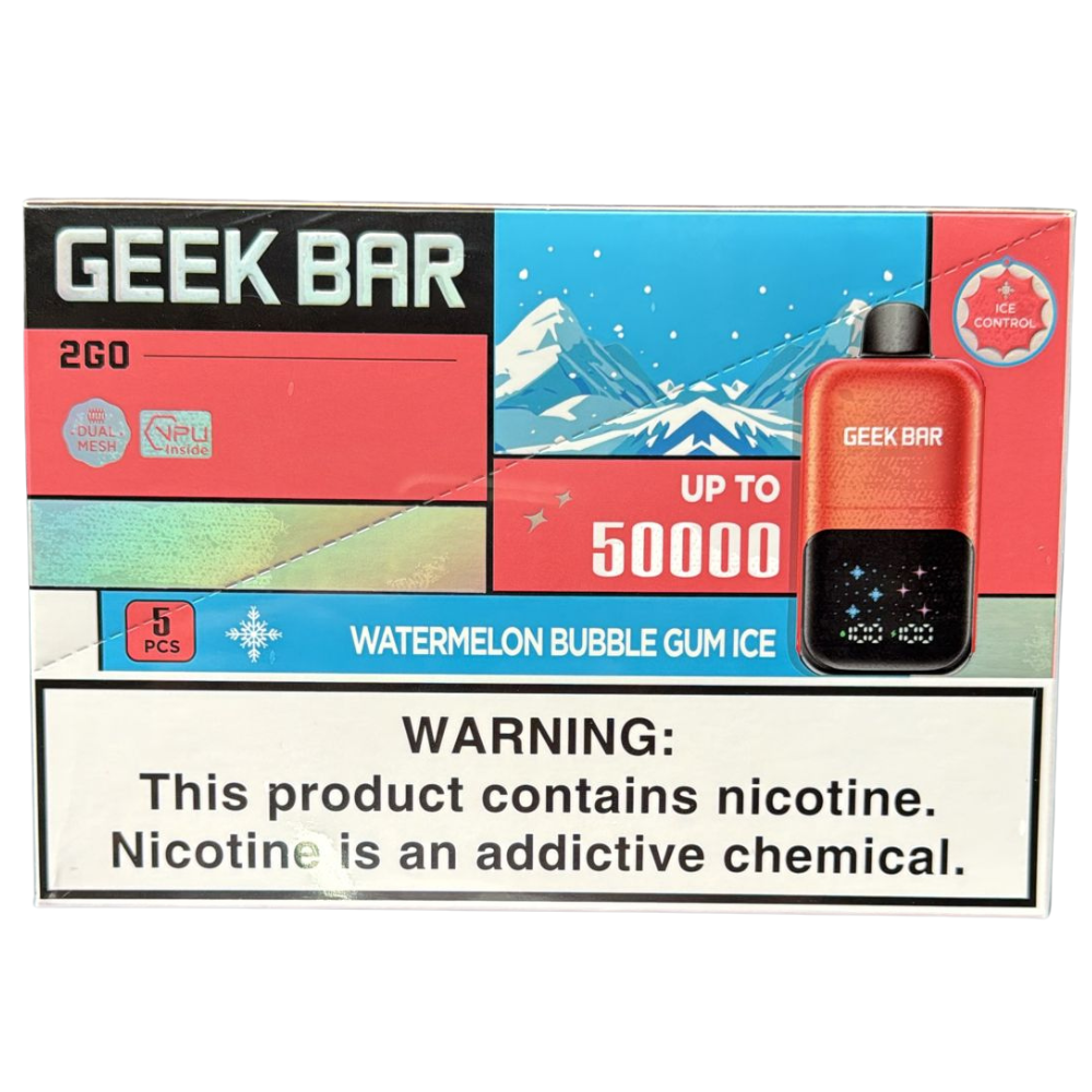 GeekBar2GO 5pk 50k Watermelon Bubble Gum Ice Box (6977863397735)
