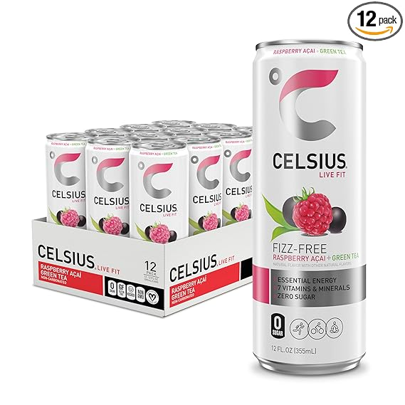 Celsius Sparkling 12pk 12oz Raspberry Acai Green Tea Box ()