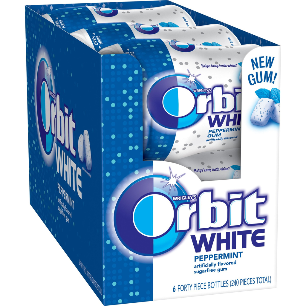 Orbit Gum White 6pk 40ct Peppermint Box (022000135315) Unit (022000019189)