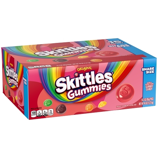 Skittles Gummies 15pk 3oz Share Size Original Box (022000298683) Unit (022000298669)