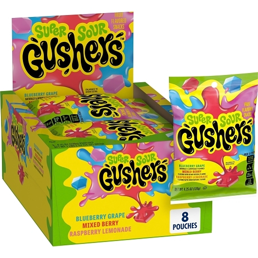 Gusher's Super Sour 8pk 4.25oz Blueberry Grape-Mixed Berry-Raspberry Lemonade Box (016000135512) Unit (016000137042)