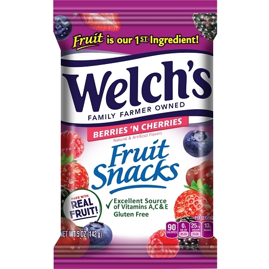 Welch's 1pk 5oz 142g Berries & Cherries Fruit Snacks Box (10034856050923) Unit (034856050926)
