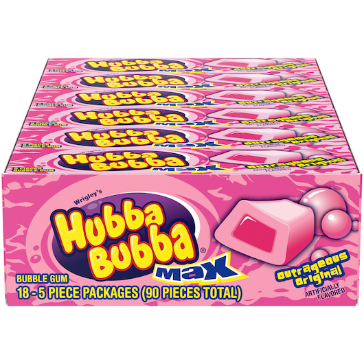 Hubba Bubba Max 18pk 5ct Outrageous Original Box (022000102645) Unit (02227009)