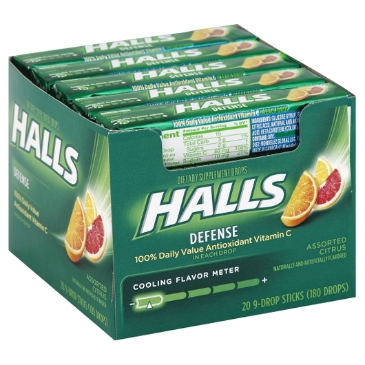 Halls 20pk 9ct 34g Vitamin C Assorted Citrus Defense Box () Unit () #/N