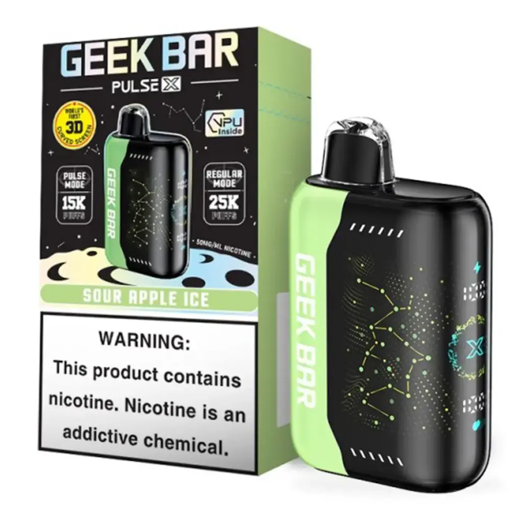 GeekBarPulseX 5pk 5% 25k Sour Apple Ice New Box (810125438455)