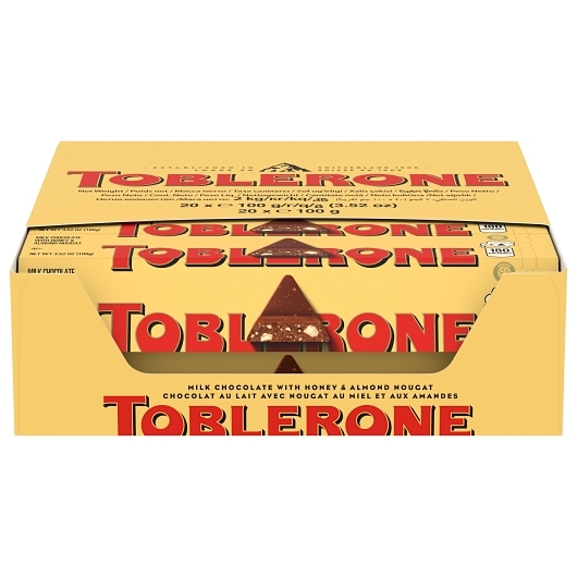 Toblerone 20pk 3.52oz Milk Chocolate With Honey & Almond Noucat Box (070221005443) Unit (070221011116) #/N
