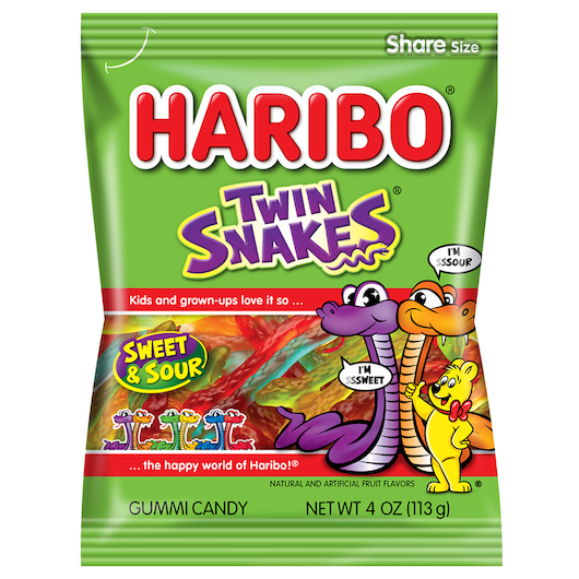 Haribo 1pk 4oz Twin Snakes Box (00042238340923) Unit (042238340930)