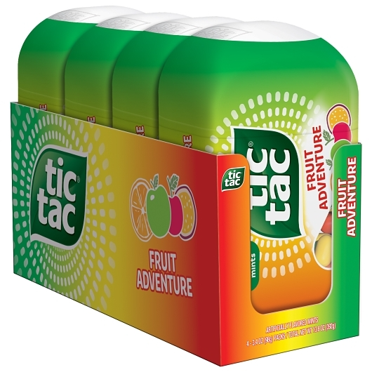 TicTac 4pk 3.4oz Fruit Adventure Bottle Box (009800056309) Unit (009800006304)