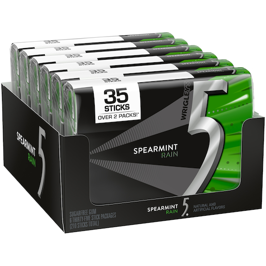 Five Gum 6pk 35ct Spearmint Rain Box (022000135636) Unit (022000017901)