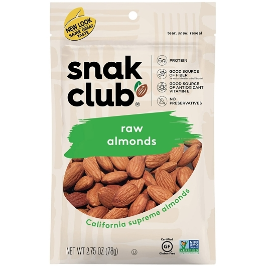 Snak Club 1pk 2.75oz Raw Almonds Unit (087076212384)