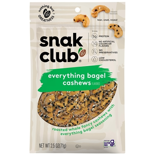 Snak Club 1pk 2.5oz Everything Bagel Cashews Unit (087076211738)
