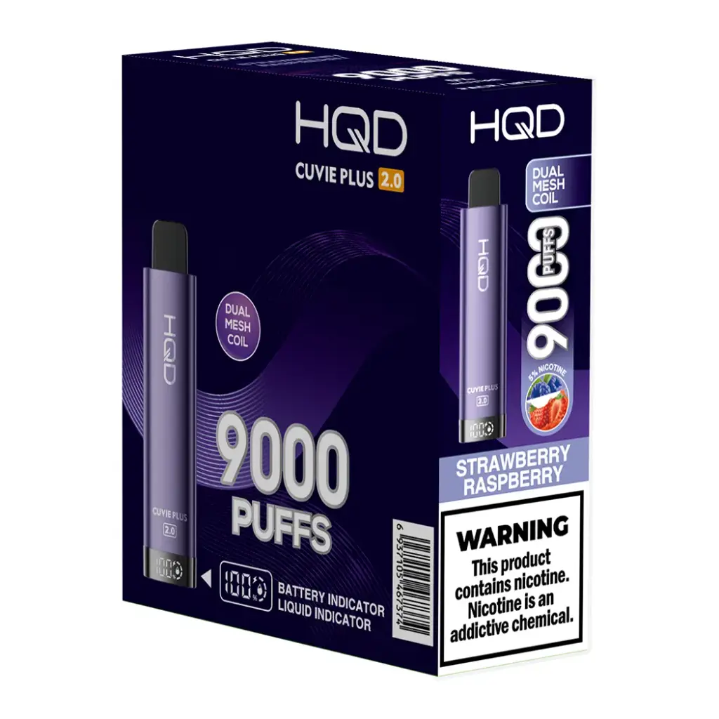 HqdCuviePlus 2.0 5pk 5% 9k Strawberry Raspberry Box (6937105467374) Unit (6937105467367)