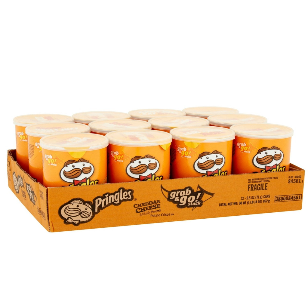 Pringles 12pk 1.4oz Cans Cheddar Cheese Box (00038000845567) Unit (038000845536)