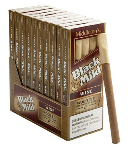 Black & Mild 25ct Wine Plastic Tip Singles Box (070137005230) Unit (070137105237)