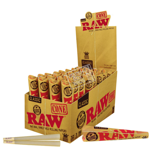 Raw Classic Cone King Size 32 per Box 3 CONES PER PACK (716165174585) UNIT (716165174578)