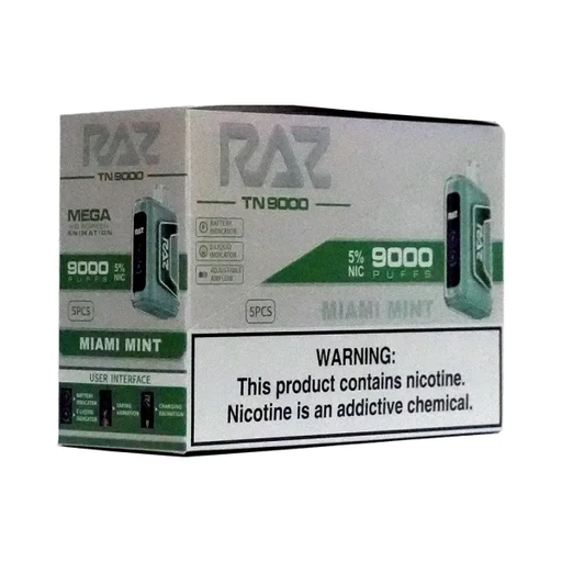 RazTn9000 5pk 5% 9k Miami Mint Box (6975984053035) Unit (6975984053028)