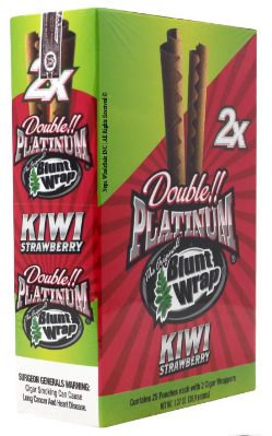 DOUBLE PLATINUM CIGAR KIWI STRAWBERRY WRAP 25CT BOX-(644536226024)