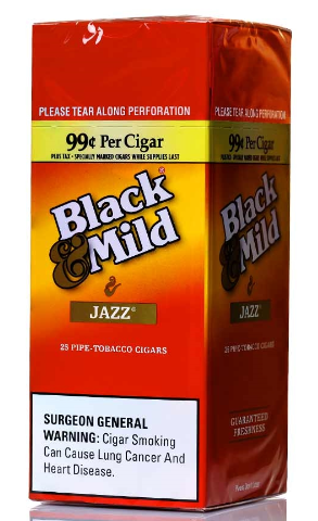 BLACK & MILD JAZZ PLASTIC TIP SINGLES/25CT BOX-(070137511212)UNIT (070137111214)
